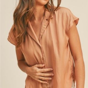 BUTTON DOWN CAP SLEEVE SHIRTS/ GINGER